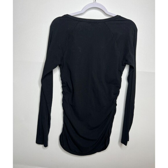 Standard James Perse Top Womens 3 Large Black Long Sleeve Ruched Side Tee Shirt - Picture 9 of 14